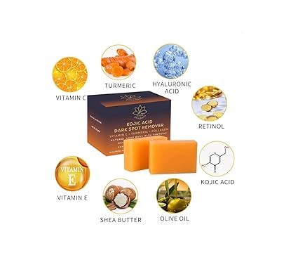 Kojic Acid Dark Spot Remover Soap Bars with Vitamin C, Retinol, Collagen, Turmeric, Original Japanese Complex infused with Hyaluronic Acid, Vitamin E, Shea Butter - Image 3
