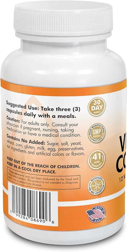 Multivitamin and Multimineral Vitamin Complex - 12 Vitamins and 14 Minerals, Vitamin A C D3 E B1 B2 B3 B5 B6 B9 B12 H and Minerals - 90 Capsules 41 Active Ingredients, Micronized for a - Image 8