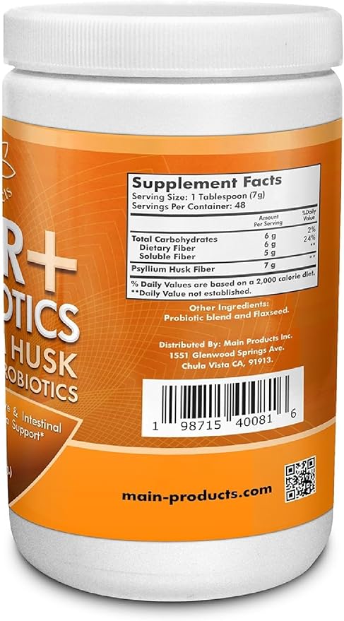 Fiber + Probiotics 12 oz (340g) Psyllium Husk Flaxseed, Digestive and Intestinal Flora Support. - Image 2