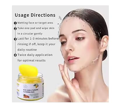 Kojic Acid and Turmeric Cleansing Pads, 55 Count, for Facial Cleansing, Moisturizing, and Exfoliating. - Image 5