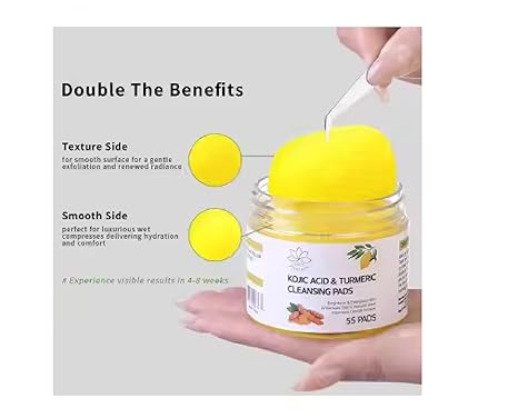 Kojic Acid and Turmeric Cleansing Pads, 55 Count, for Facial Cleansing, Moisturizing, and Exfoliating. - Image 4