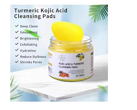 Kojic Acid and Turmeric Cleansing Pads, 55 Count, for Facial Cleansing, Moisturizing, and Exfoliating. - Image 3