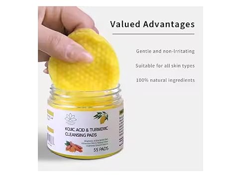 Kojic Acid and Turmeric Cleansing Pads, 55 Count, for Facial Cleansing, Moisturizing, and Exfoliating. - Image 2