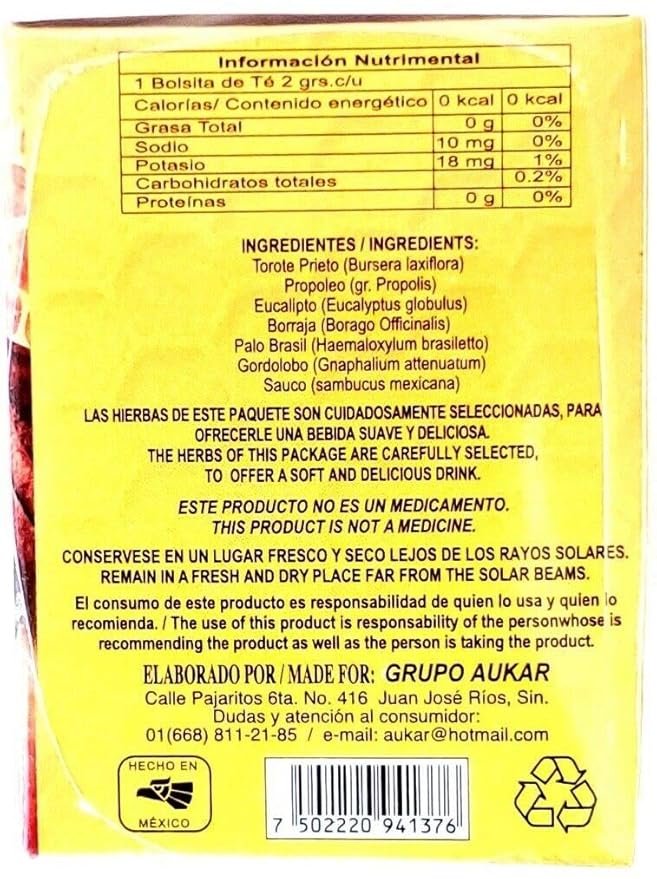 Torote Prieto Instant Tea 25 sachets 0.07 oz each - Image 2
